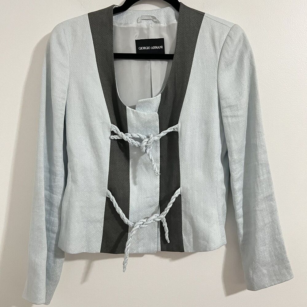 Giorgio Armani Jacket Womens 42 Blazer Braided Tie Closure Italy Luxury Designer